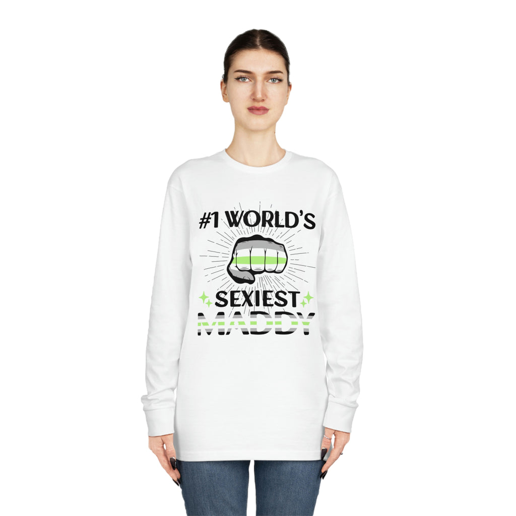 Agender Flag Long Sleeve Crewneck Tee - #1 World's Sexiest Maddy Printify
