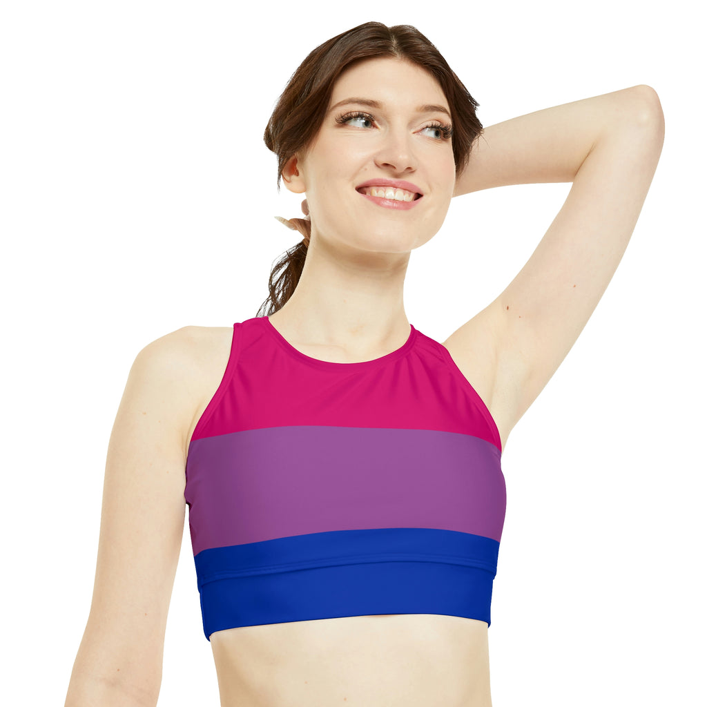 Bisexual Flag High Neck Crop Bikini Top SHAVA CO