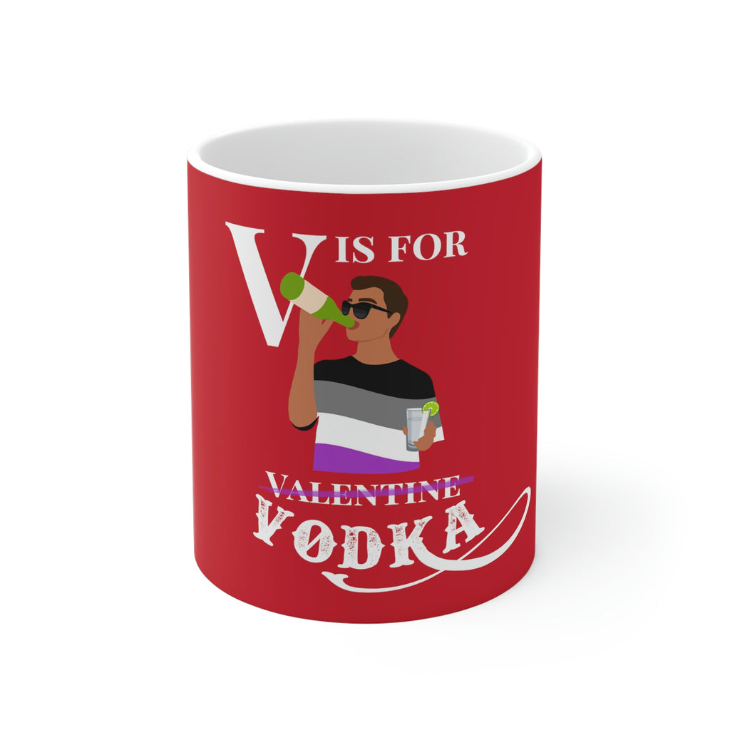 11oz Dark Red Mug - V For Vodka Printify