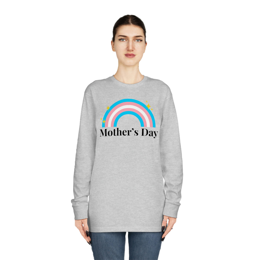 Transgender Flag Long Sleeve Crewneck Tee - Mothers Day Printify