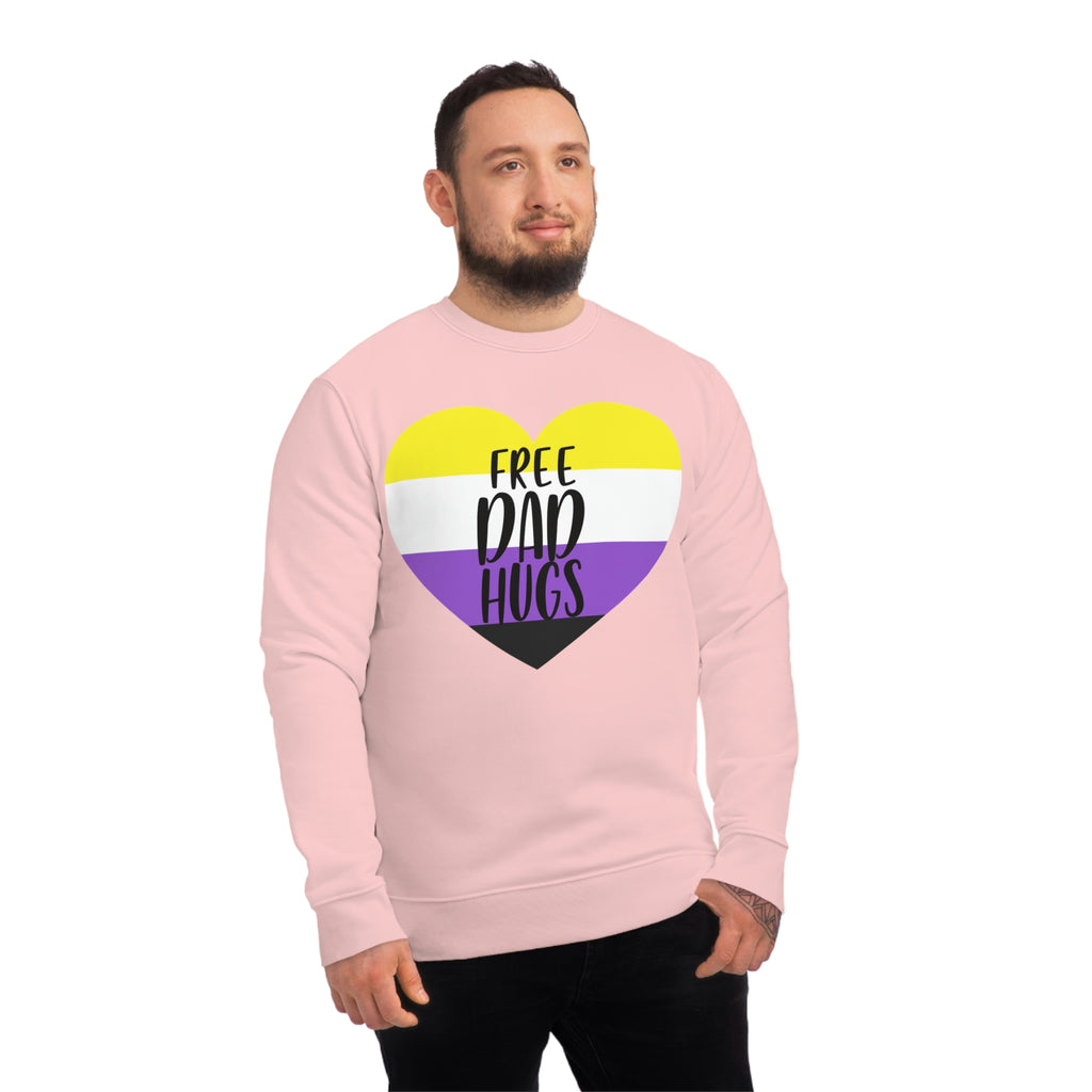 Non Binary Pride Flag Sweatshirt Unisex Size - Free Dad Hugs Printify