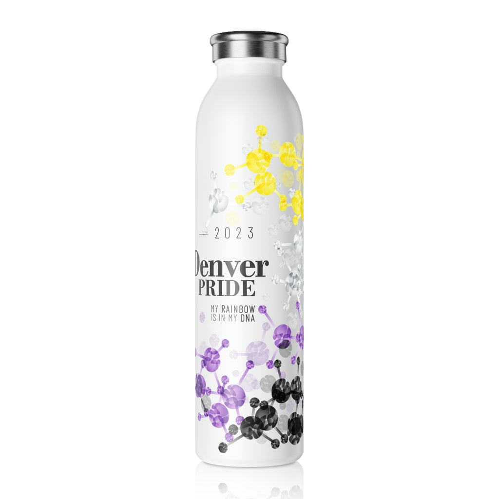 Nonbinary Flag Slim Water Bottle Denver Pride - My Rainbow is In My DNA SHAVA CO