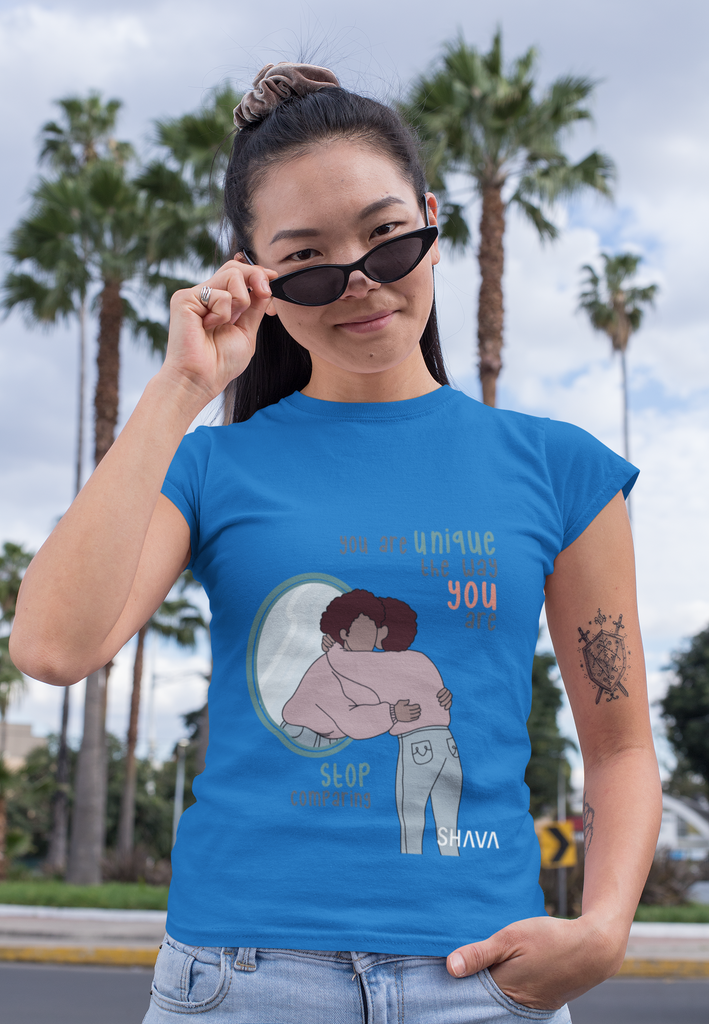 Affirmation Feminist Pro Choice T-Shirt Women’s Size - You Are Unique (Brown Girl) Printify