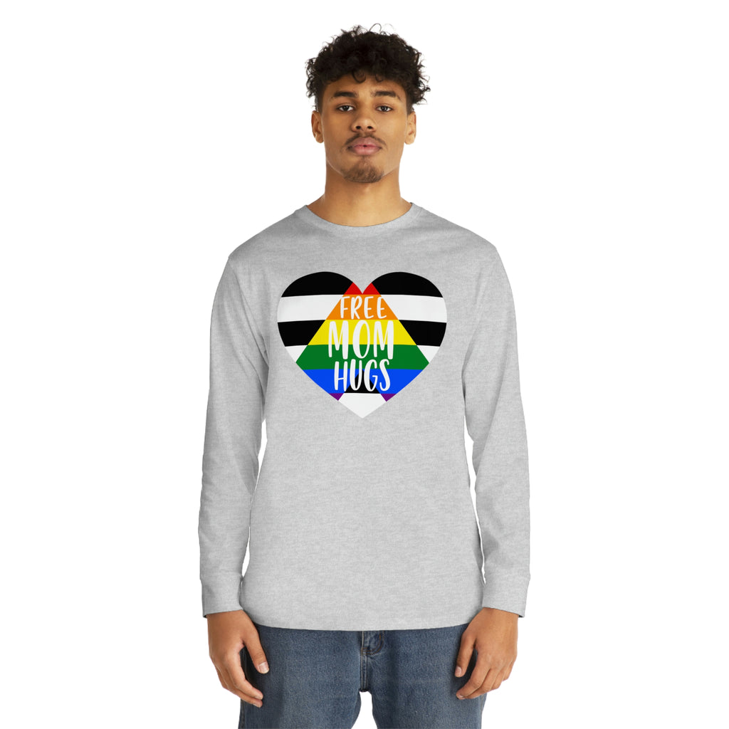 Straight Ally Flag Long Sleeve Crewneck Tee - Free Mom Hugs Printify