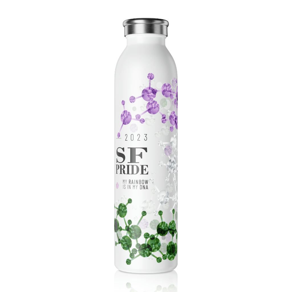Genderqueer Flag Slim Water Bottle San Francisco Pride - My Rainbow is In My DNA SHAVA CO
