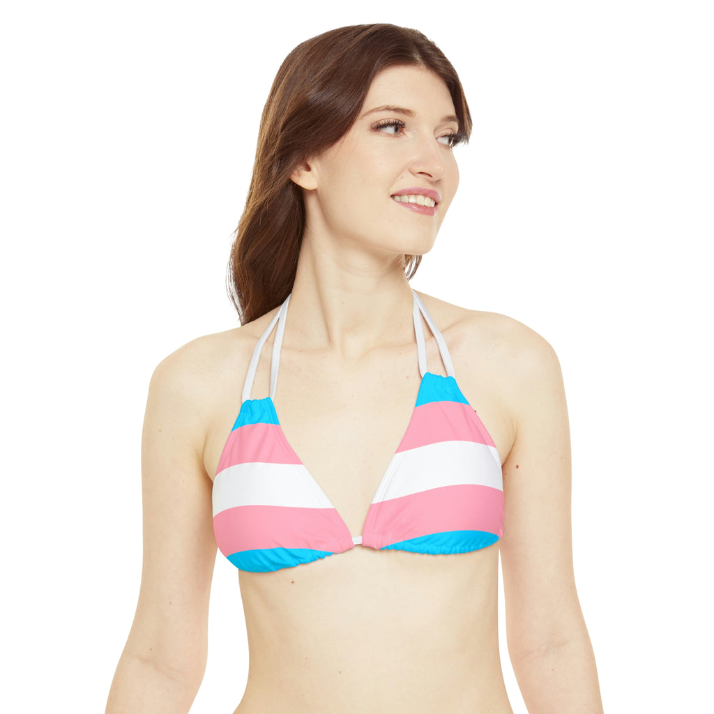 Transgender Pride Flag Strappy Triangle Bikini Top SHAVA CO