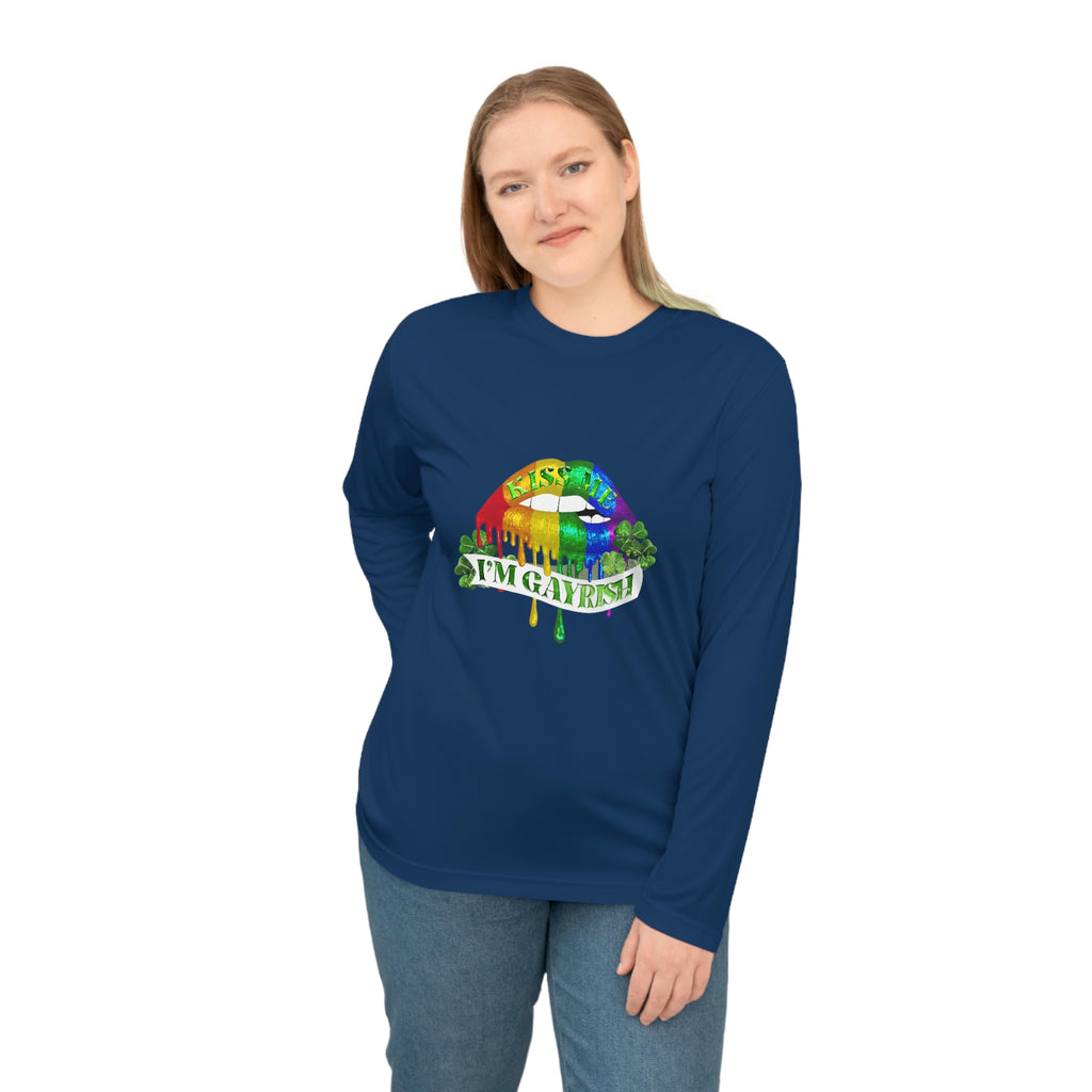 LGBTQ Pride Flag Unisex Performance Long Sleeve Shirt - Kiss Me I'm Gayrish Printify