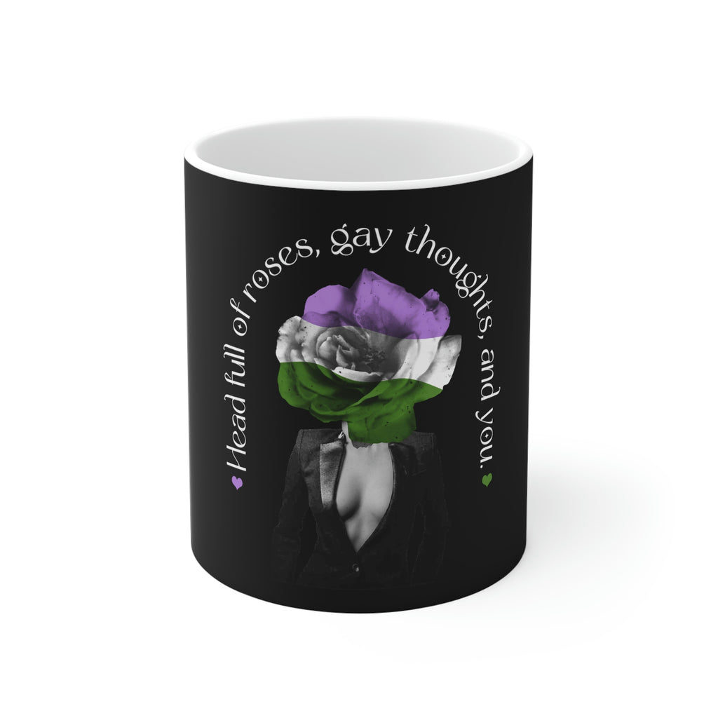 11oz Black Mug - Head Full Of Roses Printify