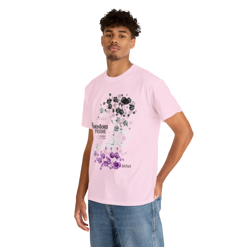 SHAVA CO  Asexual Flag 2023 Pride, Houston  Unisex Heavy Cotton Tee - My Rainbow Is In My DNA Printify