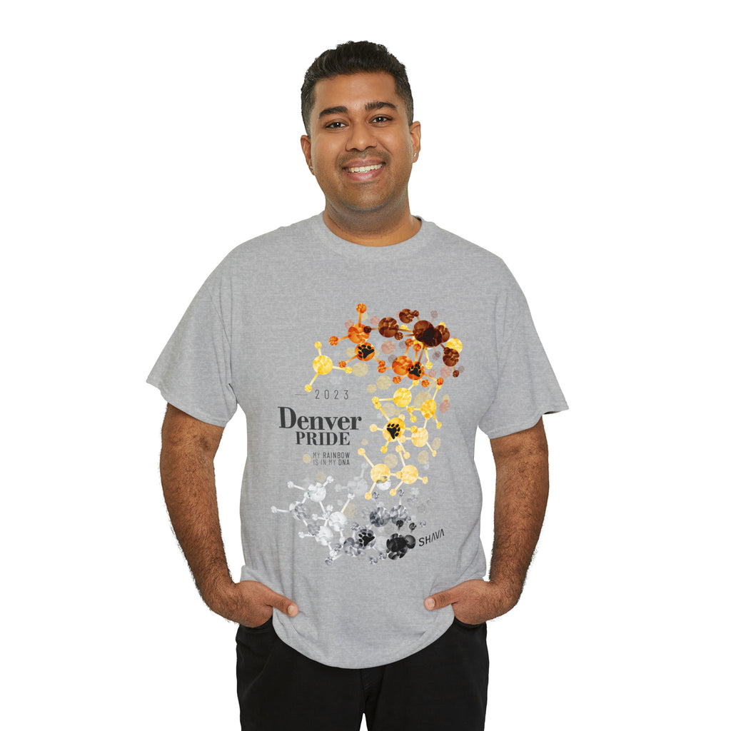 SHAVA CO Bear Flag 2023 Pride, Denver Unisex Heavy Cotton Tee - My Rainbow Is In My DNA Printify