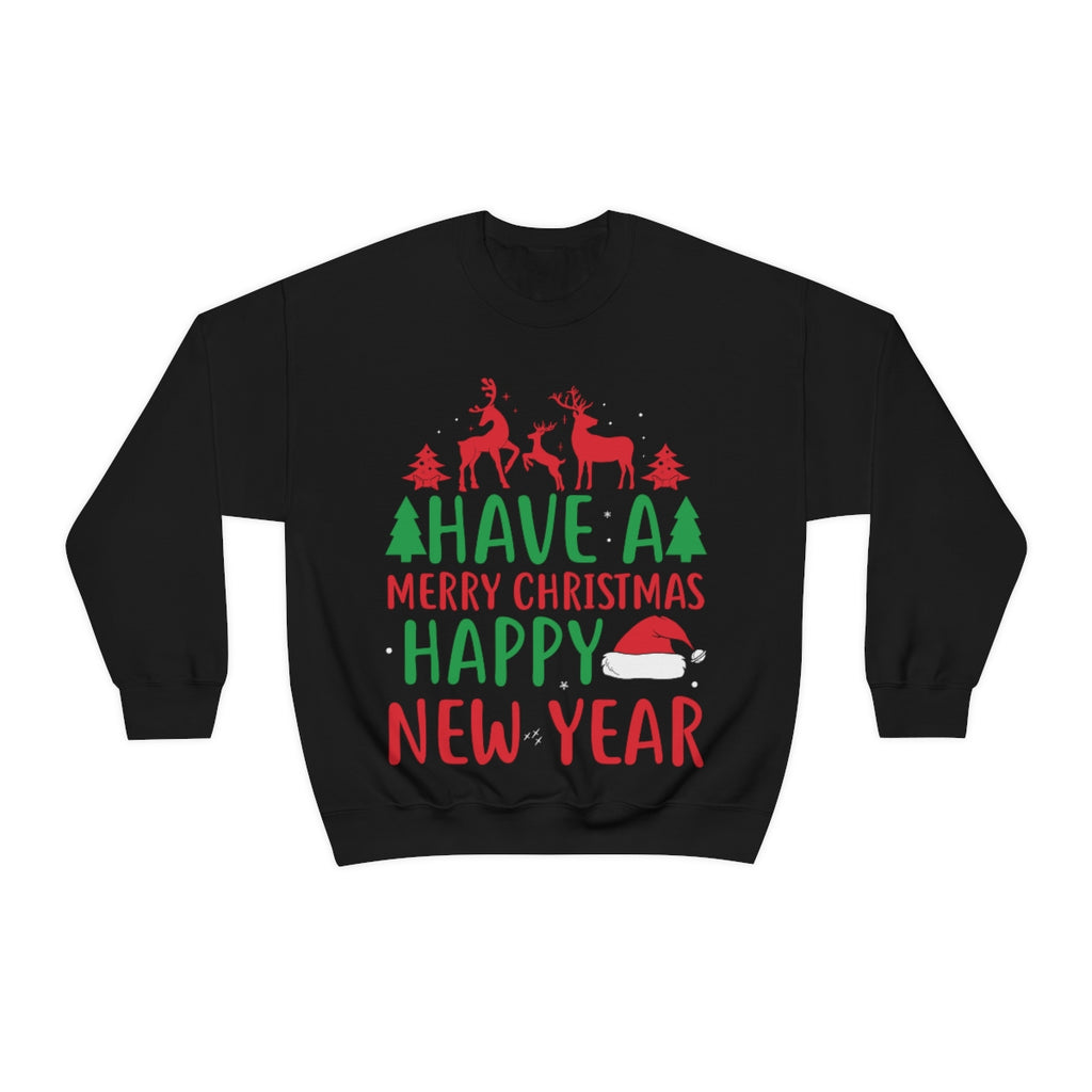 Merry Christmas Unisex Sweatshirts , Sweatshirt , Women Sweatshirt , Men Sweatshirt ,Crewneck Sweatshirt, HAVE A MERRY CHRISTMAS HAPPY NEW YEAR Printify