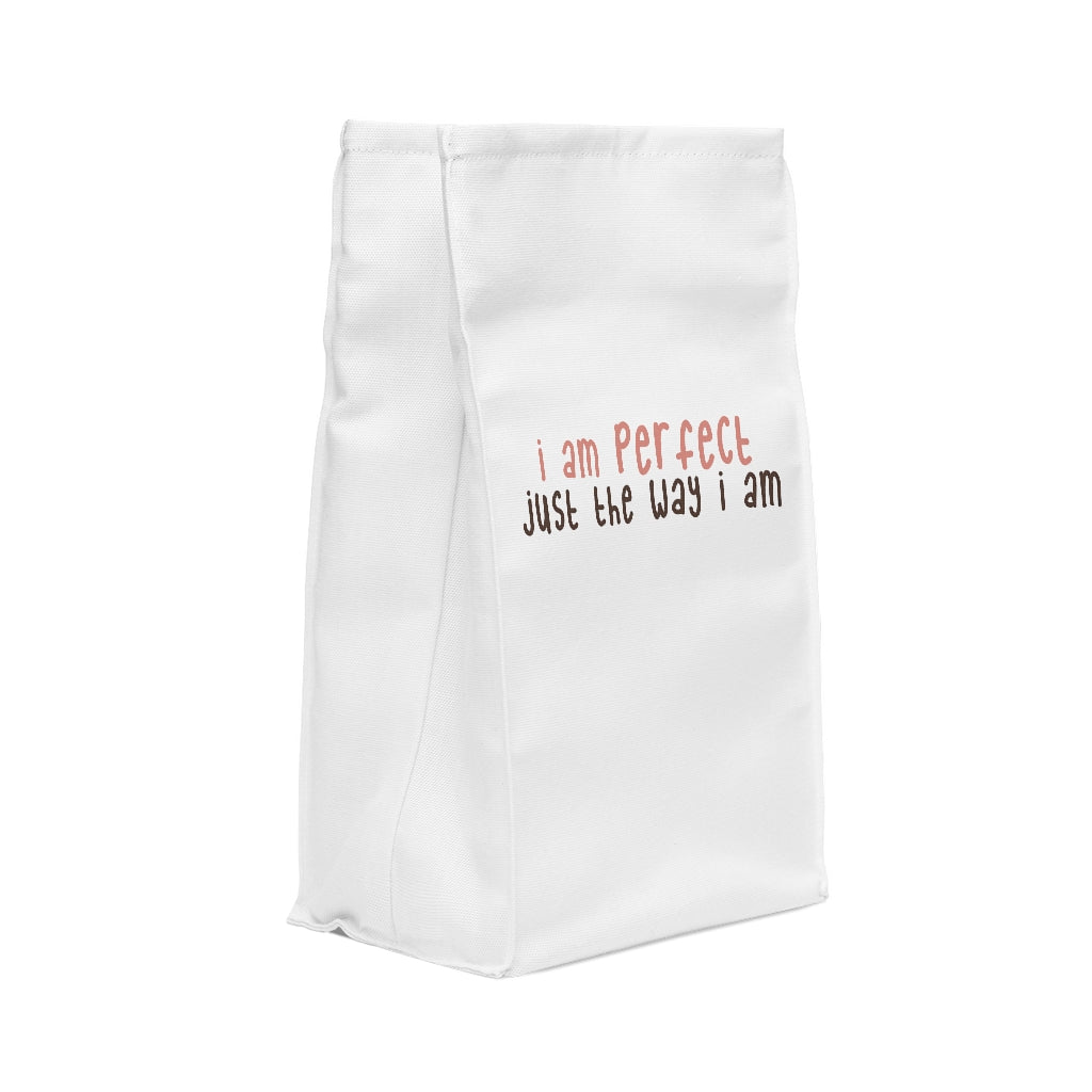 IAC  Home & Livings-Kitchen Accessories  / Kitchen Accessories / Polyester Lunch Bag / I am perfect text only Printify