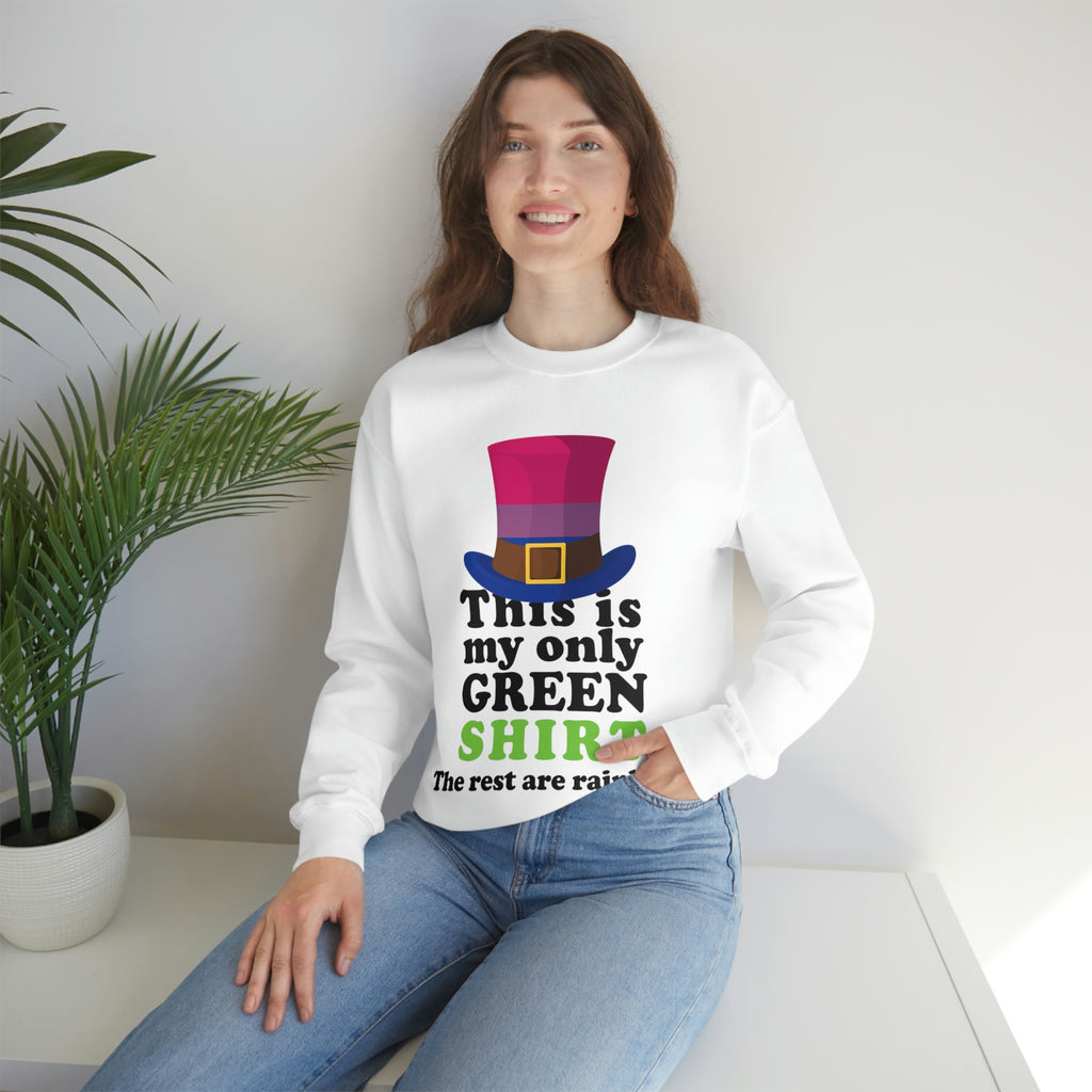 Bisexual Flag Heavy Blend Crewneck Sweatshirt St. Patricks Day Unisex Size - This Is My Only Green Shirt Printify