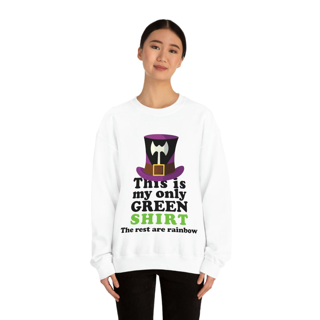 Labrys Lesbian Flag Heavy Blend Crewneck Sweatshirt St. Patricks Day Unisex Size - This Is My Only Green Shirt Printify