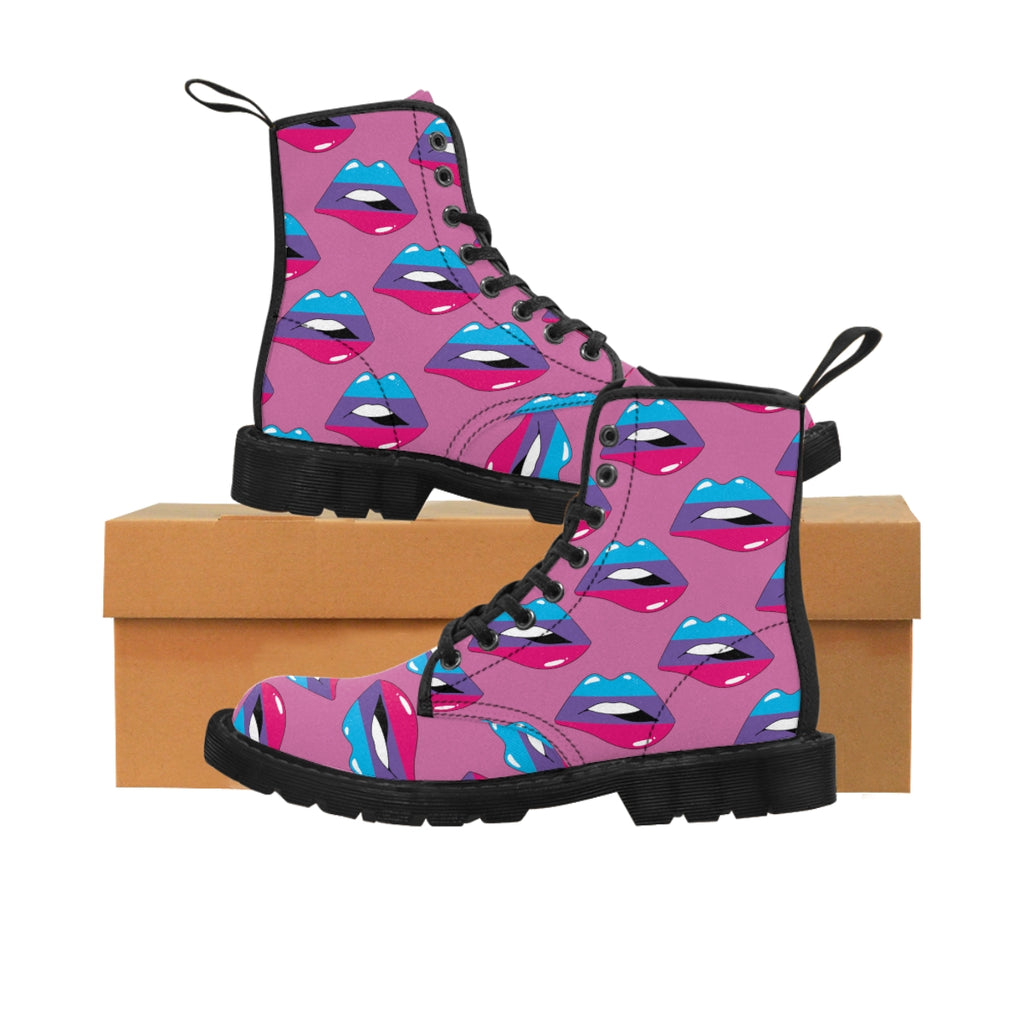 Androgyne Flag Kisses LGBTQ Pink Canvas Boots Unisex Size Printify