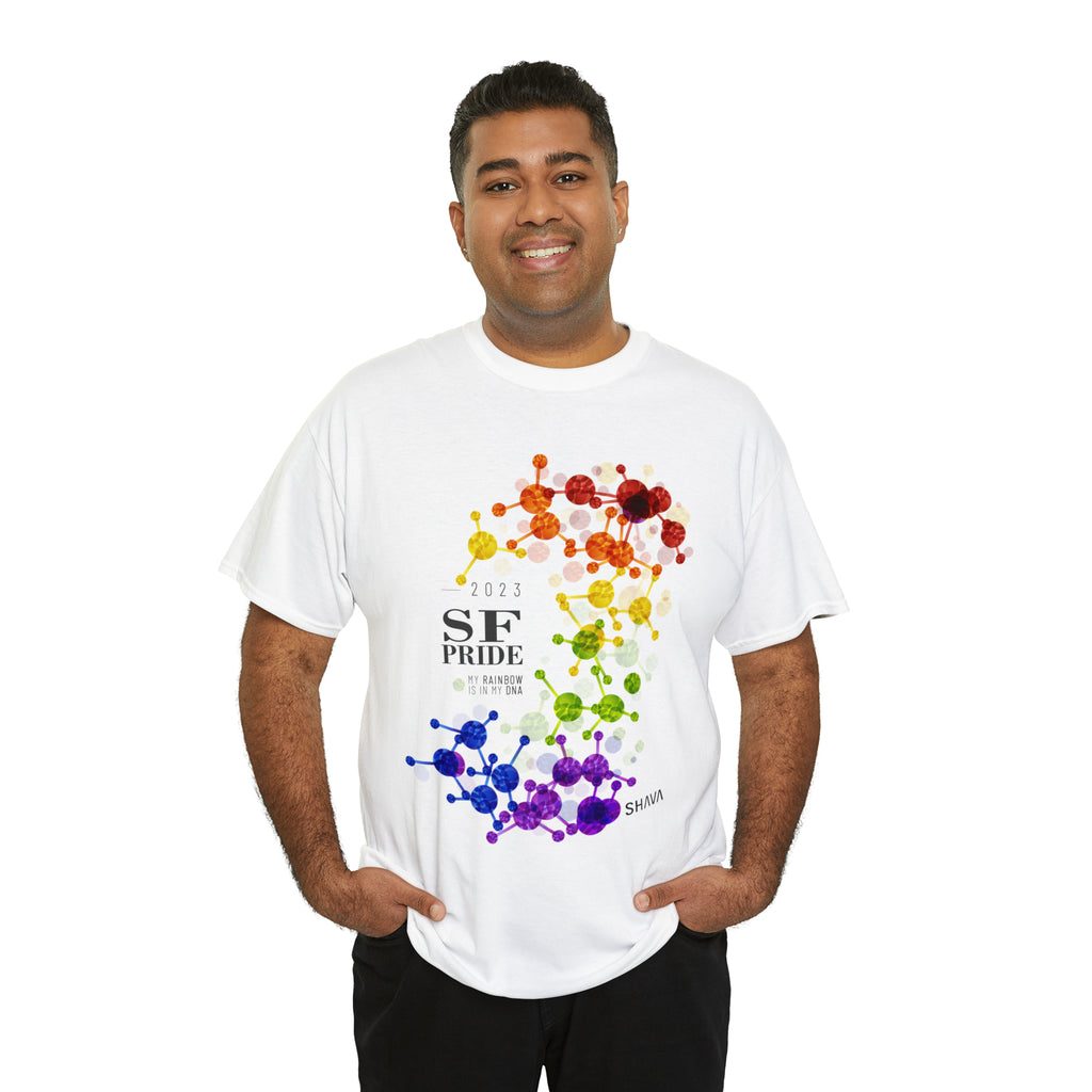 SHAVA CO Rainbow Flag 2023 Pride, San Francisco Unisex Heavy Cotton Tee - My Rainbow Is In My DNA Printify