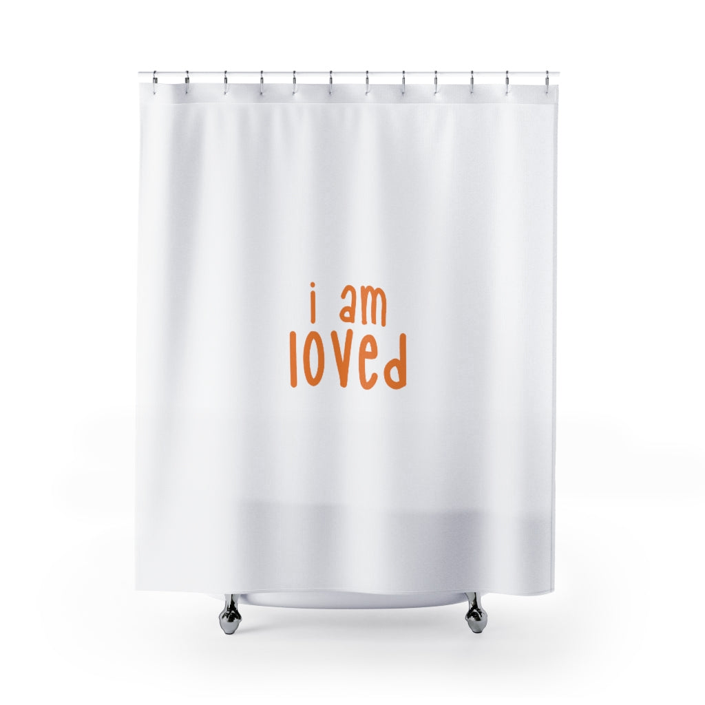 Affirmation Feminist Pro Choice Shower Curtains - I Am Loved (orange) Printify