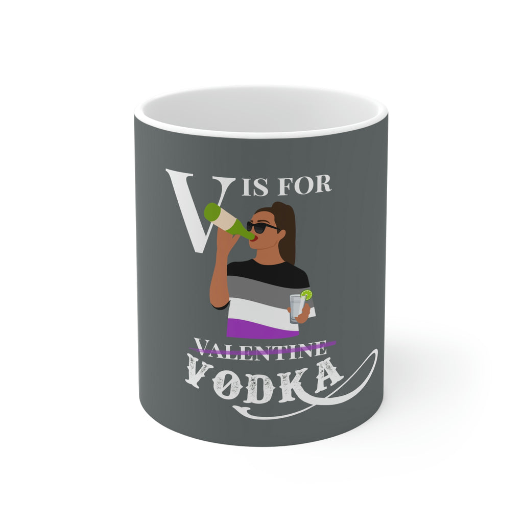 11oz Grey Mug - V For Vodka Printify