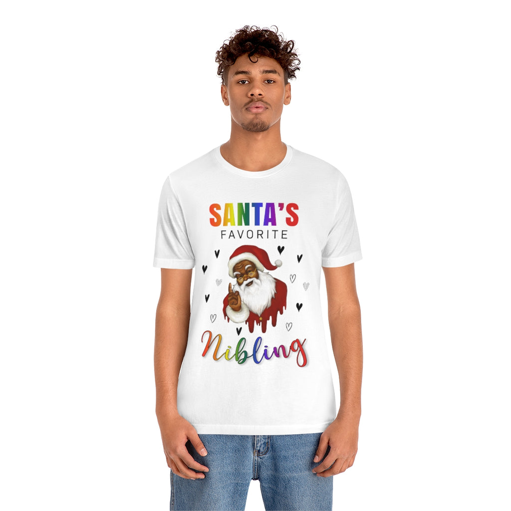 Classic Unisex Christmas LGBTQ T-Shirt - Santa's Favorite Nibling Printify