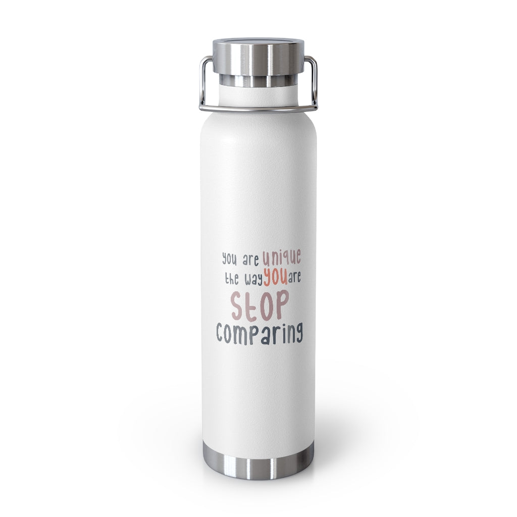 Affirmation Feminist pro choice Copper Vacuum insulated bottle 22oz -   You are Unique (Pink) Printify