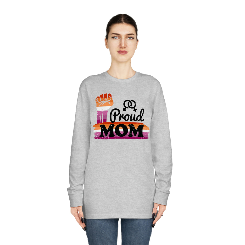 Lesbian Flag Long Sleeve Crewneck Tee - Proud Mom Printify