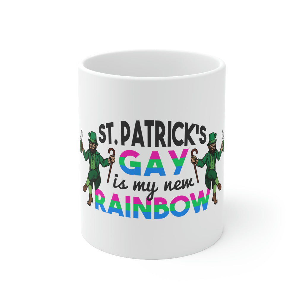St. Patrick's Day Ceramic Mug 11oz - Gay Is My New Rainbow Printify