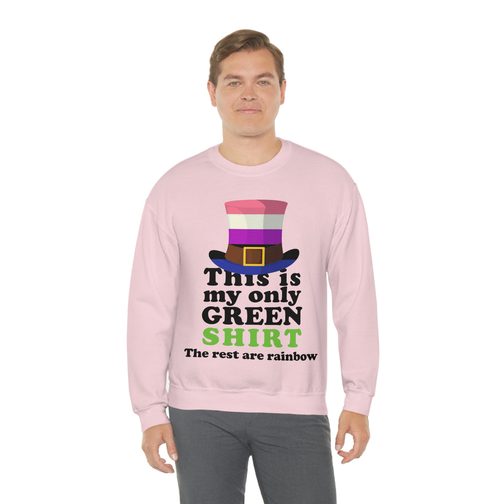 Genderfluid Flag Heavy Blend Crewneck Sweatshirt St. Patricks Day Unisex Size - This Is My Only Green Shirt Printify