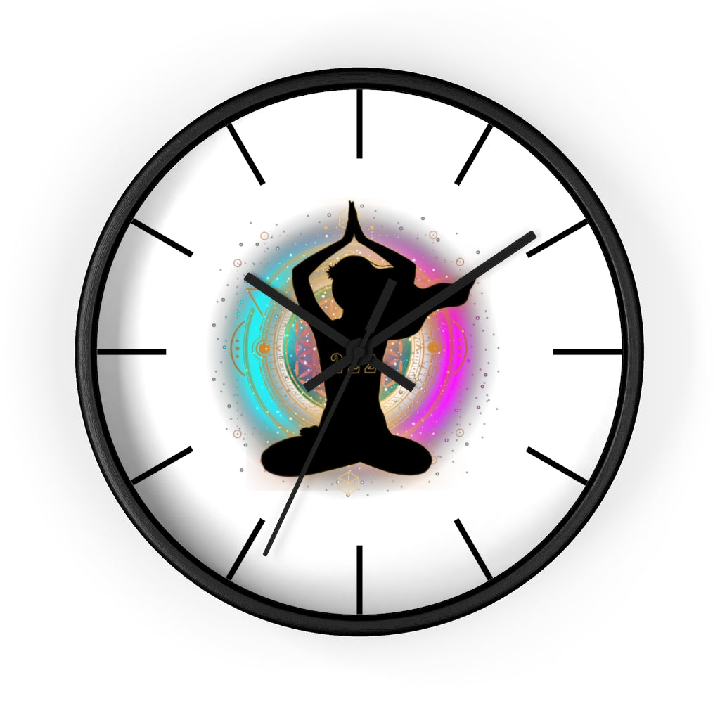 Yoga Spiritual Meditation Wall clock - Alignment 222 Angel Number Printify