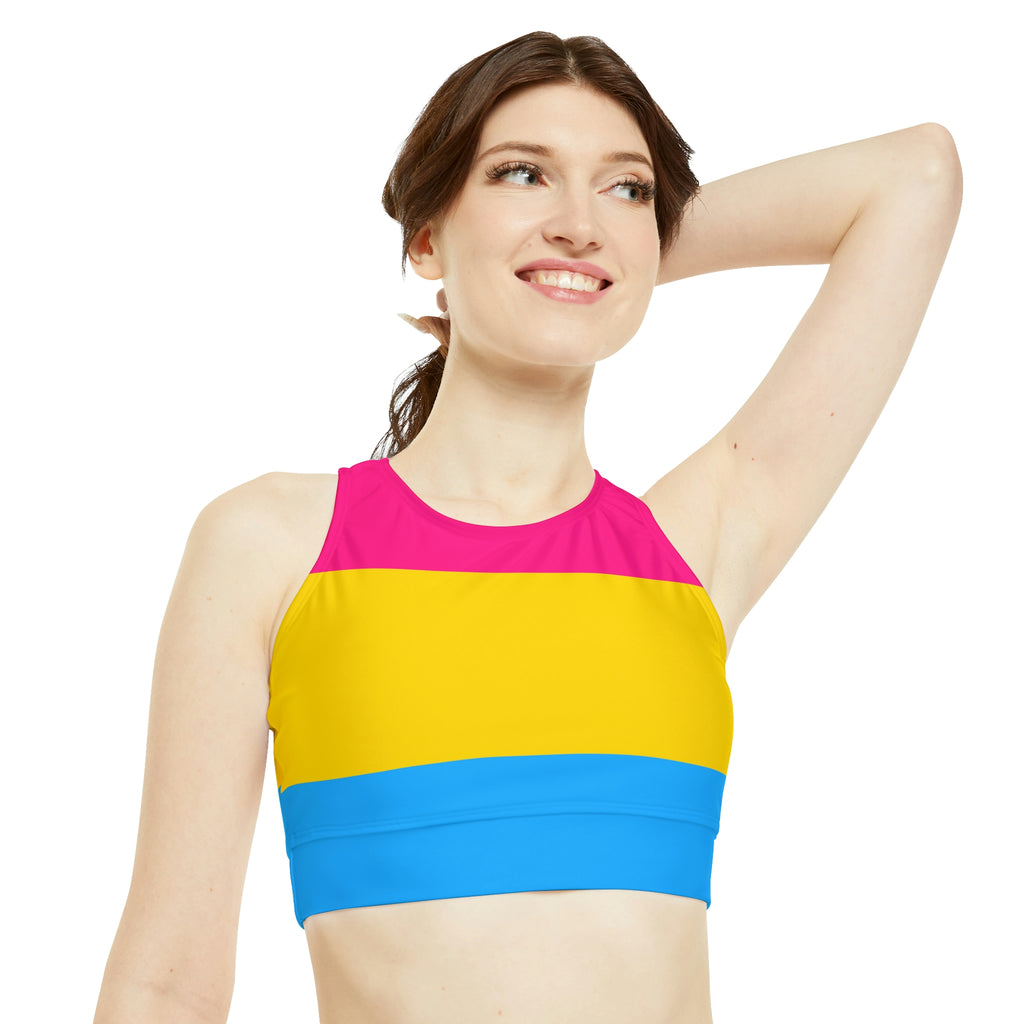 Pansexual Flag High Neck Crop Bikini Top SHAVA CO