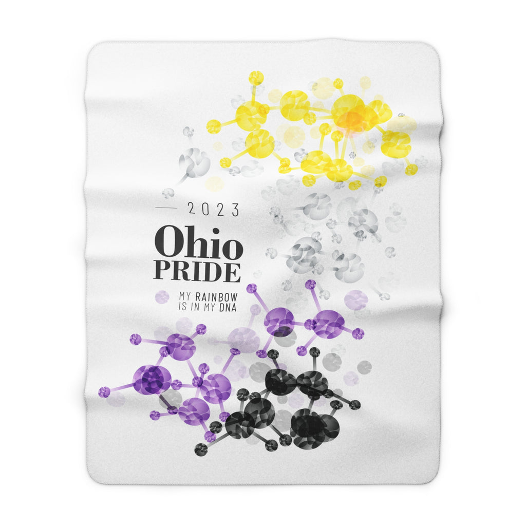 SHAVA CO Non Binary Flag 2023 Pride, Ohio Sherpa Fleece Blanket - My Rainbow Is In My DNA Printify