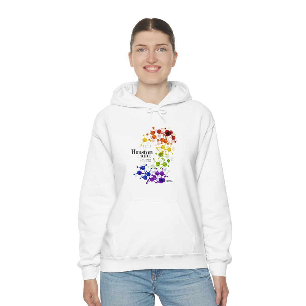 SHAVA CO Rainbow Flag 2023 Pride, Houston Unisex Heavy Blend™ Hooded Sweatshirt - My Rainbow Is In My DNA Printify