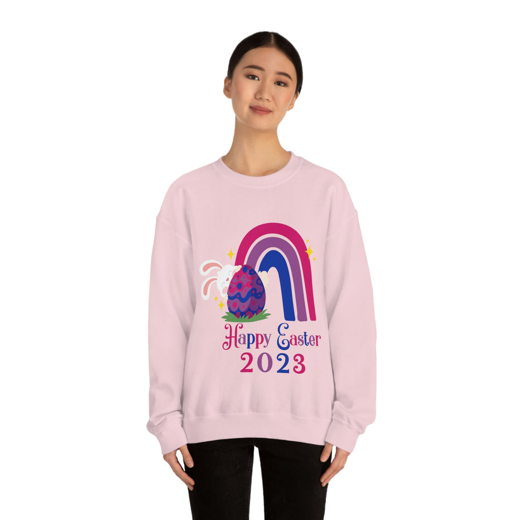 Bisexual Flag Heavy Blend Crewneck Sweatshirt Easter Festival Unisex Size - Happy Easter 2023 SHAVA
