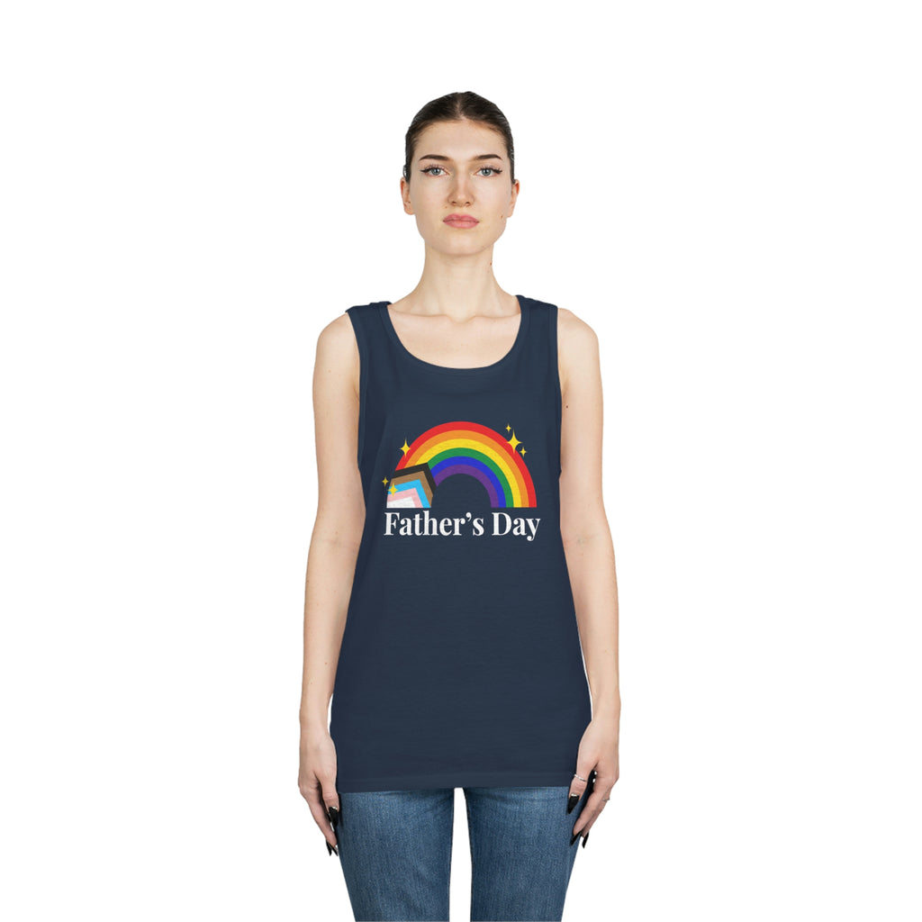 Progress Pride Flag Heavy Cotton Tank Top Unisex Size - Father's Day Printify