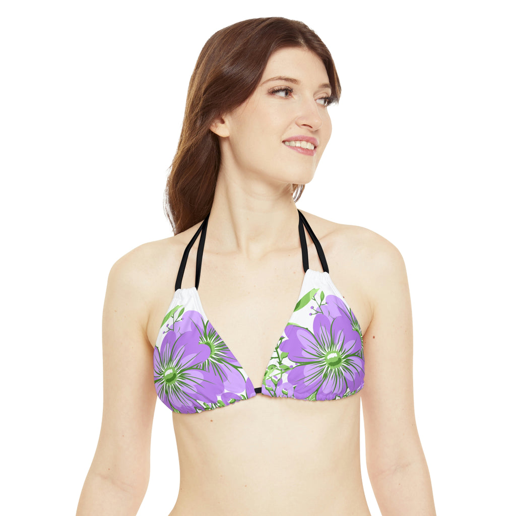 Genderqueer Pride Flag Floral Strappy Triangle Bikini Top SHAVA CO