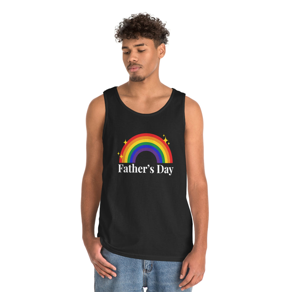 Rainbow Pride Flag Heavy Cotton Tank Top Unisex Size - Father's Day Printify