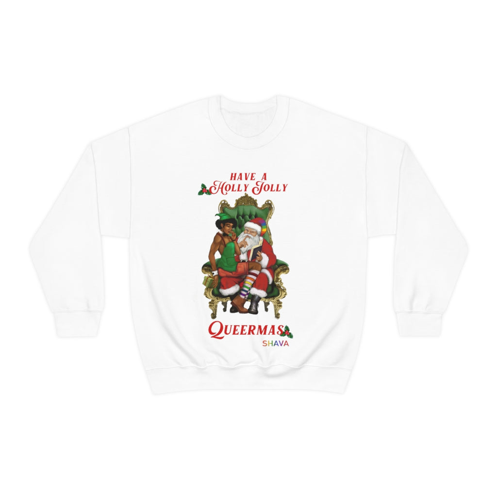 Unisex Holigays Christmas LGBTQ Heavy Blend Crewneck Sweatshirt - Holly Jolly (Black) Printify