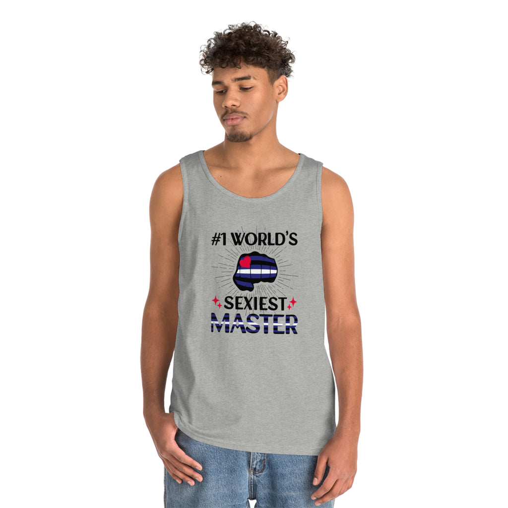 Leather Pride Flag Heavy Cotton Tank Top Unisex Size - #1 World's Sexiest Master Printify