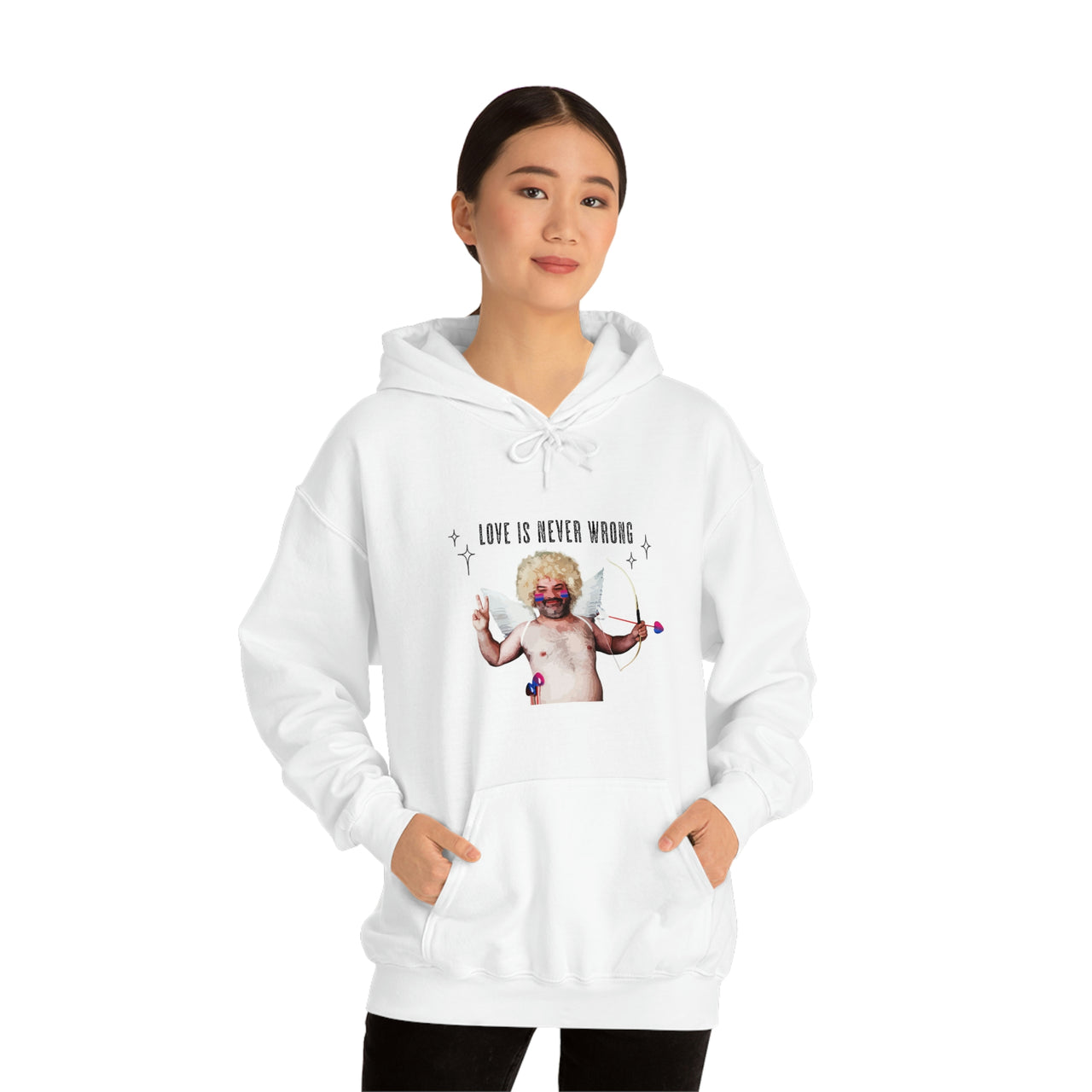 Bisexual Flag LGBTQ Affirmation Hoodie Unisex Size - Love Is Never Wrong Printify