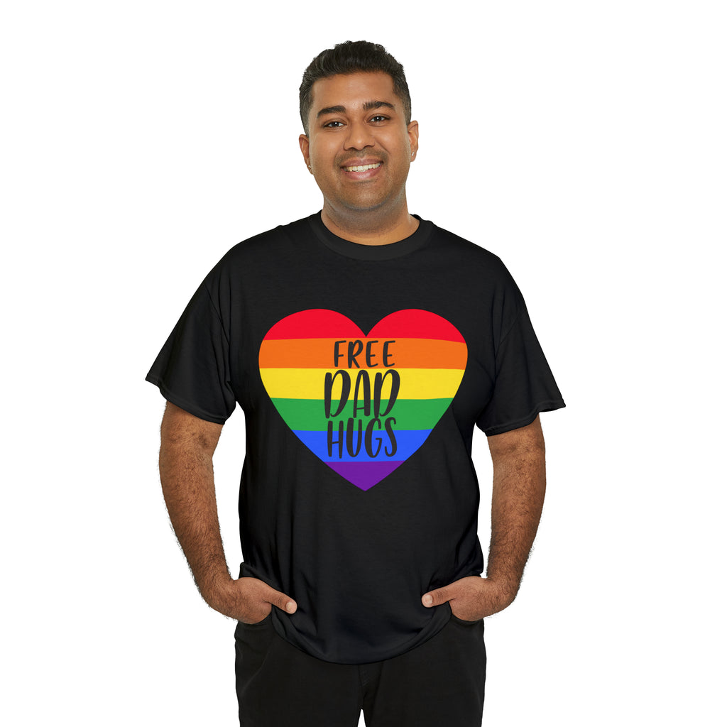 SHAVA CO Rainbow Flag, Unisex Heavy Cotton Tee - Free Dad Hugs Printify