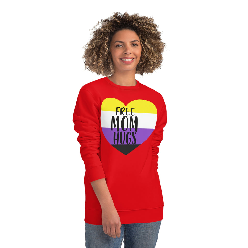 Non Binary Pride Flag Sweatshirt Unisex Size - Free Mom Hugs Printify