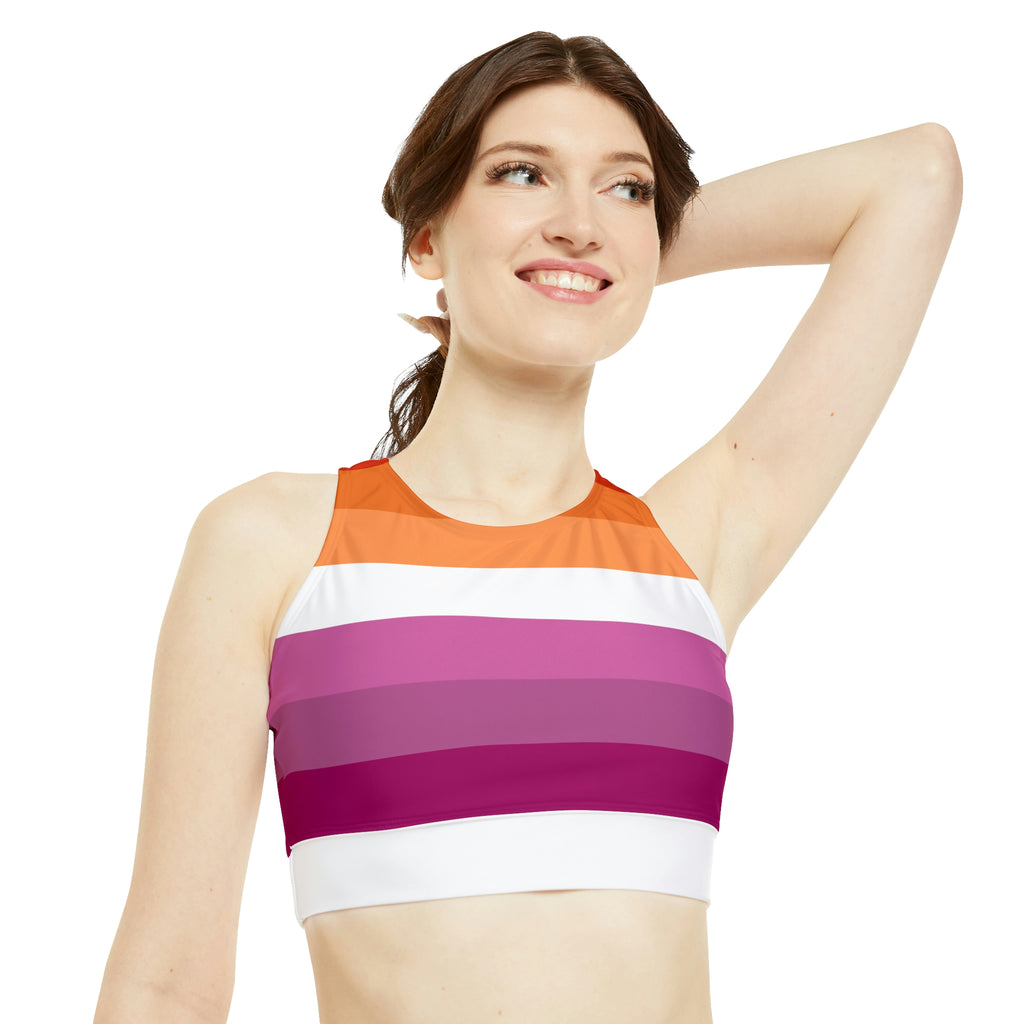 Lesbian Flag High Neck Crop Bikini Top SHAVA CO