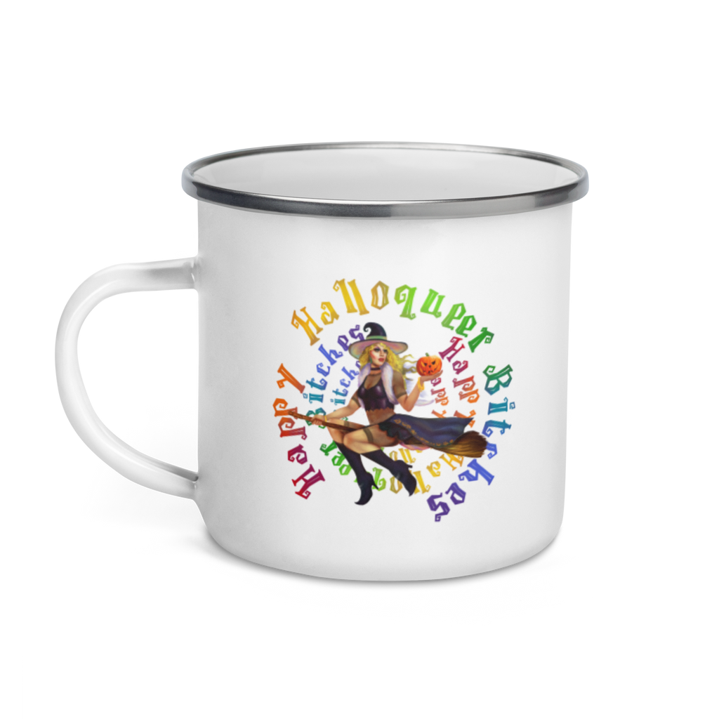 Transgender Halloween Enamel Mug-Trans Pride LGBT Halloween/Happy HalloQueer Bitches SHAVA