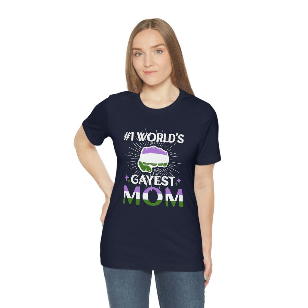 Genderqueer Pride Flag Mother's Day Unisex Short Sleeve Tee - #1 World's Gayest Mom SHAVA CO