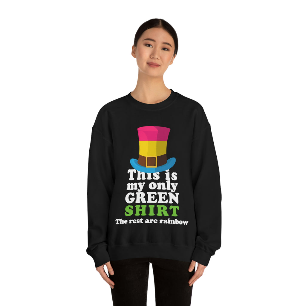 Pansexual Flag Heavy Blend Crewneck Sweatshirt St. Patricks Day Unisex Size - This Is My Only Green Shirt Printify