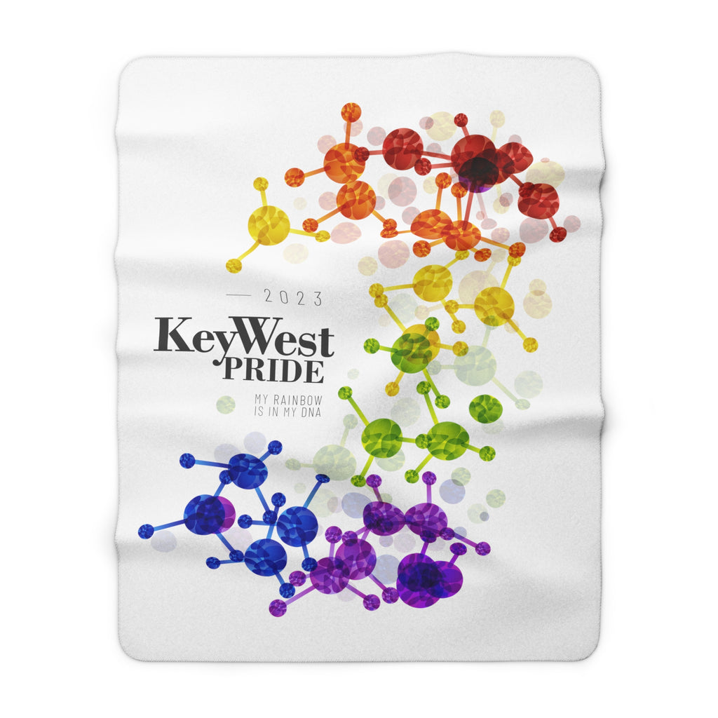 SHAVA CO Rainbow Flag 2023 Pride, Key West Sherpa Fleece Blanket - My Rainbow Is In My DNA Printify