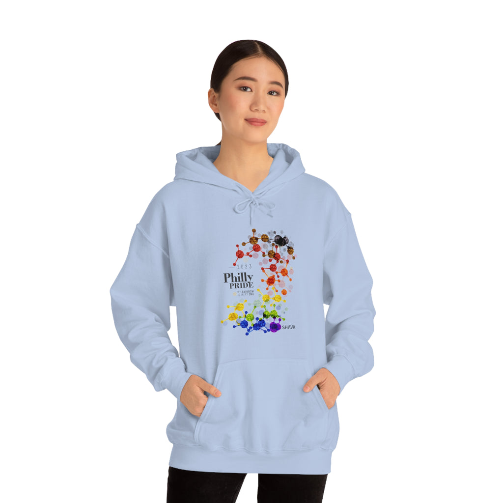 SHAVA CO Philadelphia Flag 2023 Pride, Philly Unisex Heavy Blend™ Hooded Sweatshirt - My Rainbow Is In My DNA Printify