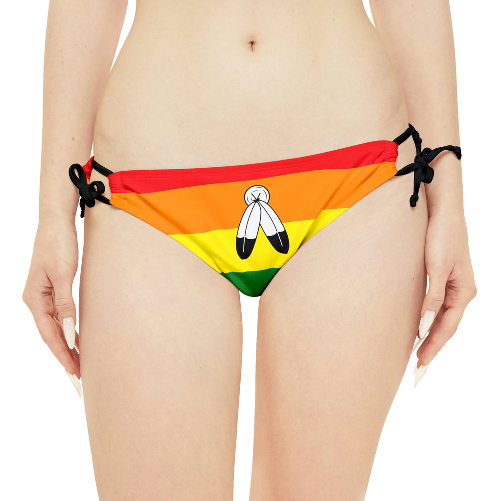 Two Spirit Pride Flag Loop Tie Side Bikini Bottom Printify