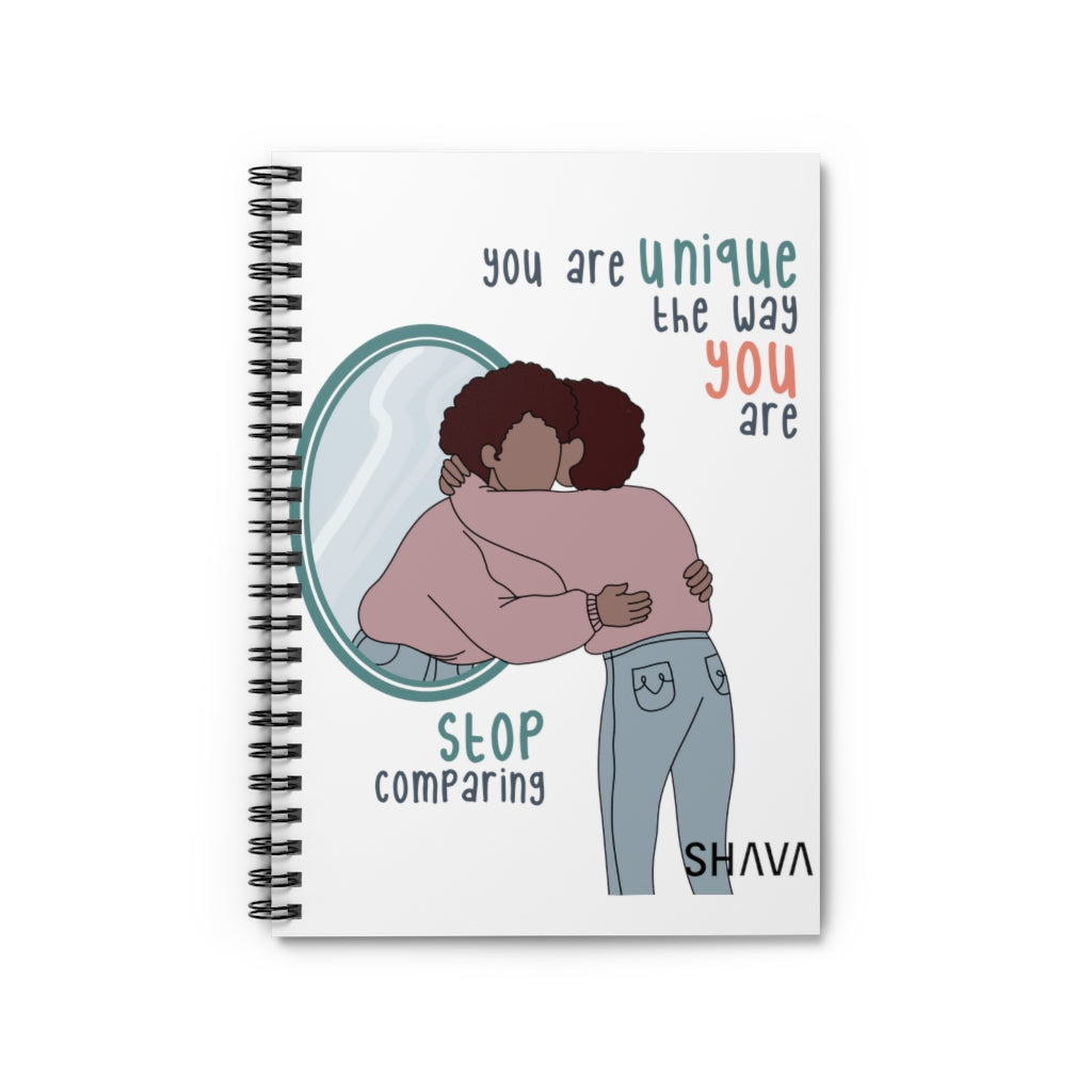 Affirmation Feminist Pro Choice Ruled Line Spiral Notebook - You Are Unique (Brown Girl) Printify