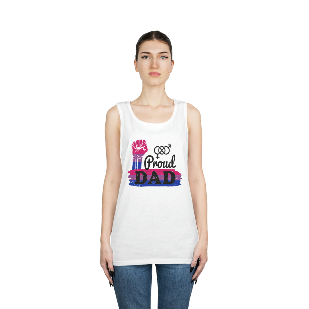 Bisexual Pride Flag Heavy Cotton Tank Top Unisex Size - Proud Dad Printify
