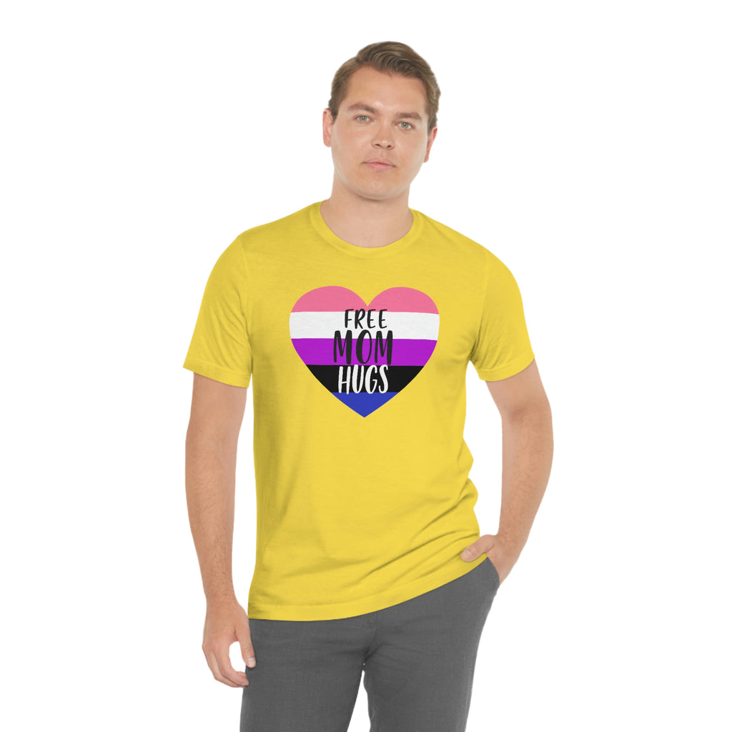 Genderfluid Pride Flag Mother's Day Unisex Short Sleeve Tee - Free Mom Hugs SHAVA CO